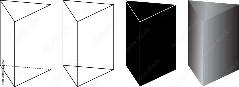 Wall mural right triangular prism shape set