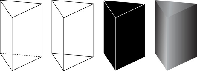 Right triangular prism shape set - obrazy, fototapety, plakaty