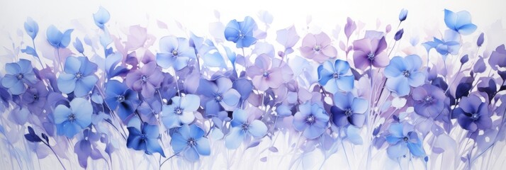Obraz premium A vibrant painting of blue flowers on a clean white canvas