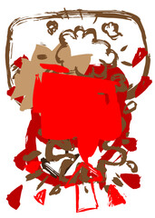 Brown and red graffiti speech bubble on white background. Abstract modern Messaging sign street art decoration, Discussion icon performed in urban painting style.
