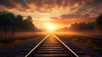 railway at the countryside in the morning