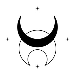 Astrology Moon and star icon for decorative template