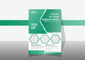 modern vector abstract natural flyer design for traveling community or travels group.