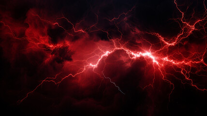 red thunder in the dark cloud. - obrazy, fototapety, plakaty