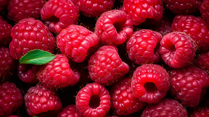 Background of a large amount of raspberries