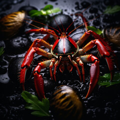 Black amoled spider lobster photography