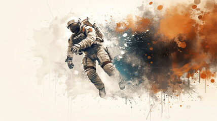 Fototapeta premium abstract splash dust of the spaceman. adventure and travel concept.