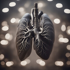 Lungs anatomy on bokeh background. 3d rendering - obrazy, fototapety, plakaty