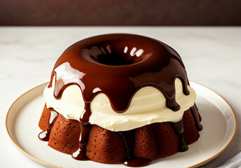 chocolate cake on plate (Pastel de chocolate/pan de chocolate/postre/dessert)
