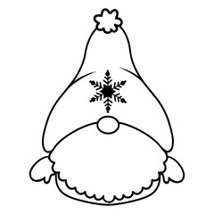 Christmas Gnome Black outline.