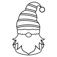 Christmas Gnome Black outline.