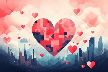 Romantic Geometric Abstraction, Valentine's Day Inspired Illustration