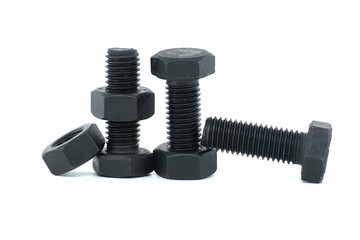 Bolts and nuts isolated on white background