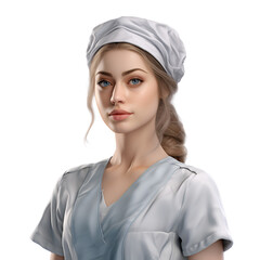 Young Beautiful Pretty Nurse No Background Perfect for Content Creation 