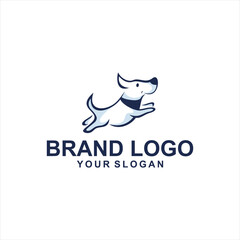 dog jump cartoon white logo vector