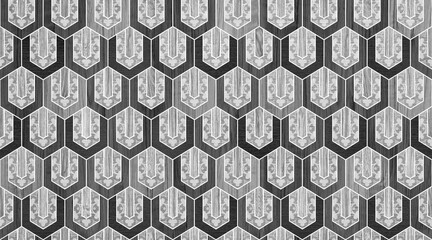 Seamless abstract pattern decorative brown tone wood textured geometric mosaic background design.