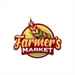 farmers market emblem logo vector