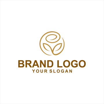 circle leaf rose luxury logo vector