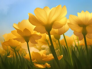 yellow flowers against sky