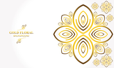 elegant white gold floral background with floral and leaf ornament
