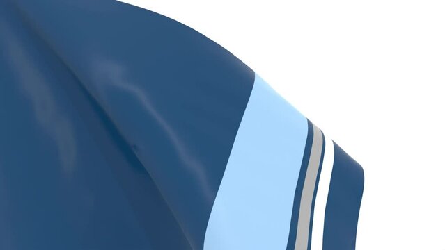 Waved flag textured by Vancouver Whitecaps FC American soccer team uniform colors. 3D render