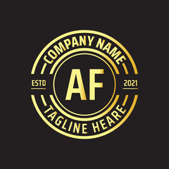 Fototapeta premium Professional simple Letter AF Circle Luxury Gold Color Vector Logo Template