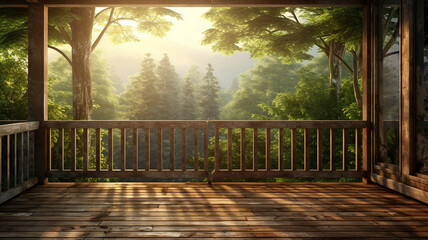 Fototapeta premium Outdoor balcony in the natural forest