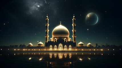 mosque at night - obrazy, fototapety, plakaty