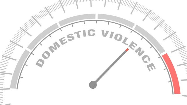 Domestic violence concept. Instrument scale with arrow. Colorful infographic gauge element.