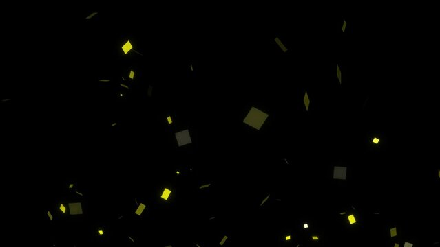 Partículas doradas con forma de cuadros sobre fondo negro