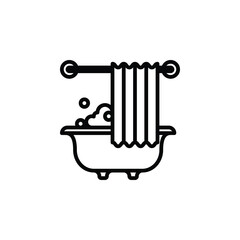 Bathtub outline icon. Vector illustration. Isolated icon is suitable for web, infographics, interfaces, and apps.