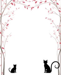 Unleash your creativity on this delicate note page featuring a charming cat illustration at the bottom and an artistic border, perfect for journaling, sketching, or sending heartfelt messages.