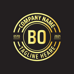 Professional simple Letter BO Circle Luxury Gold Color Vector Logo Template
