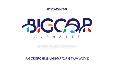 Bigcor creative modern urban alphabet font. Digital abstract moslem, futuristic, fashion, sport, minimal technology typography. Simple numeric vector illustration