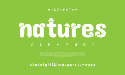 Natures creative modern urban alphabet font. Digital abstract moslem, futuristic, fashion, sport, minimal technology typography. Simple numeric vector illustration
