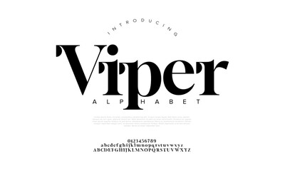Viper premium luxury elegant alphabet letters and numbers. Elegant wedding typography classic serif font decorative vintage retro. Creative vector illustration