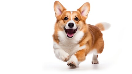 Dog sitting white back ground .Generative AI