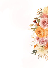 Orange and pink vector realistic golden luxury invitation with flora and flower