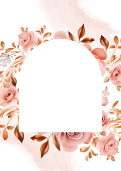 Pink elegant watercolor background with flora and flower