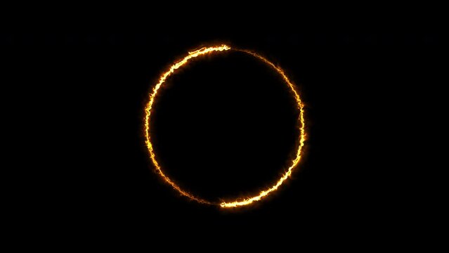 Abstract red flare fire electric light circle frame video footage background.