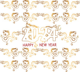 happy new year 2024 dragon new year vector illustration
