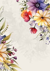 Colorful colourful modern background watercolor invitation with floral and flower