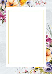 Colorful colorful vector realistic golden luxury invitation with flora and flower