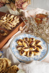 Fototapeta na wymiar Nastar, the Sweet Treasure of Pineapple Jam Cookies, Presented in Aesthetic Vintage Food Photography