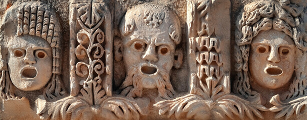 Bas-relief in the Myra ancient city. Turkey. Antalya Province. - obrazy, fototapety, plakaty