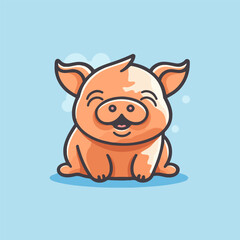 Cute pig cartoon character. Vector illustration in a flat style.