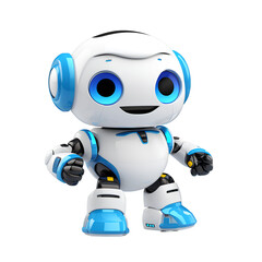 Obraz na płótnie Canvas Android robot smiling friendly on transparent background PNG