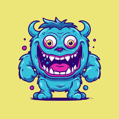 Funny cartoon monster. Vector illustration. Design for t-shirt.