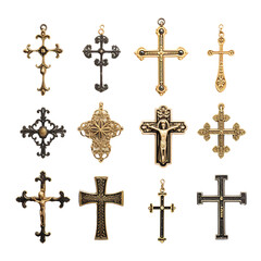 golden cross on transparent background PNG