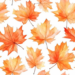 Naklejka na ściany i meble watercolor seamless pattern of maple leaf, seamless background for fashion prints
